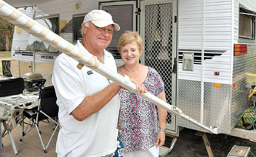 STOP-OVER: Nomads Allan and Mary Mills have set up temporary camp at the Mudjimba Beach Holiday Park, but are keen to keep “discovering” Australia. Photo: Brett Wortman STOP-OVER: Nomads Allan and Mary Mills have set up temporary camp at the Mudjimba Beach Holiday Park, but are keen to keep “discovering” Australia. Photo: Brett Wortman